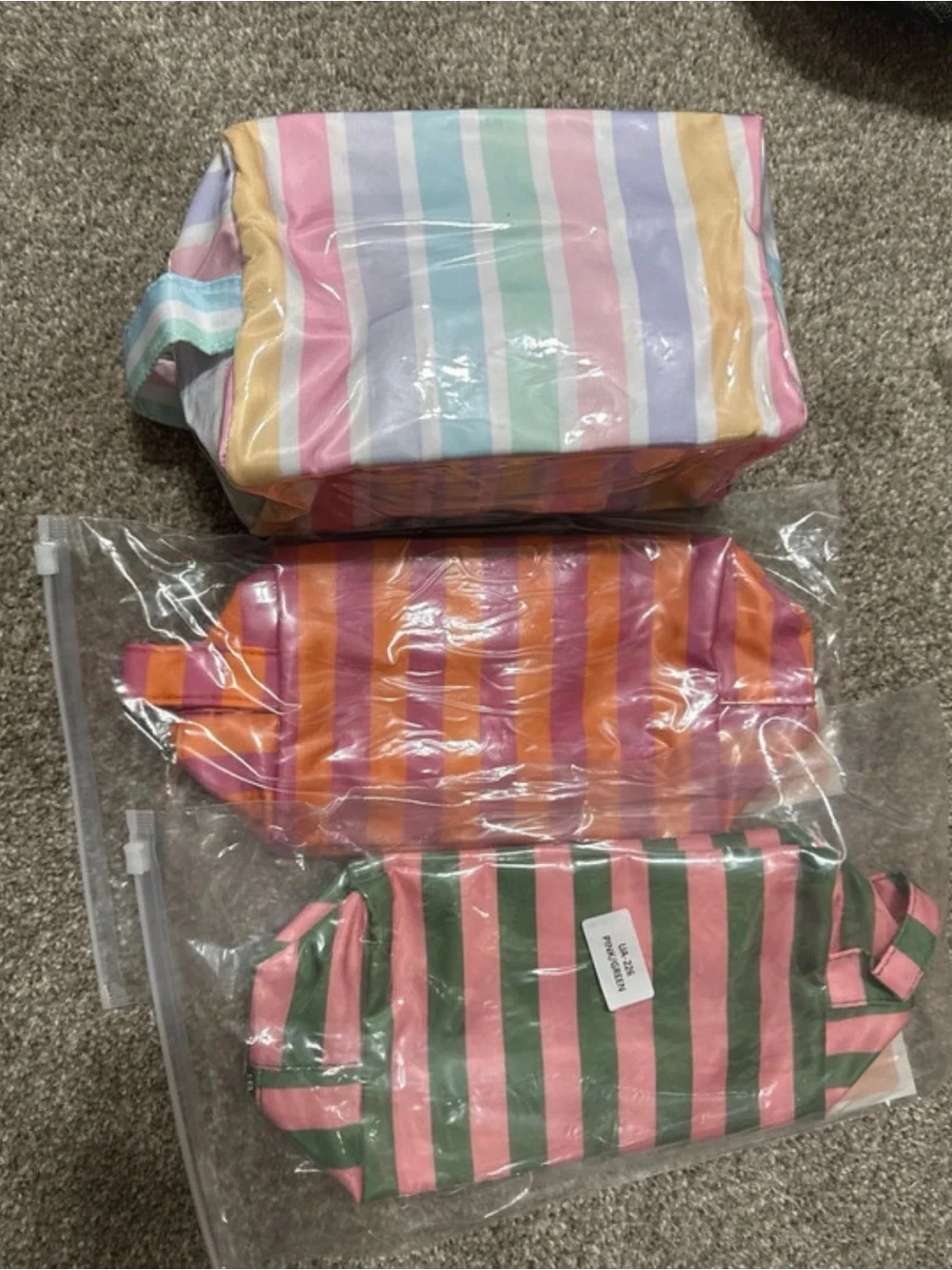 Zenana Pastel Stripe Cosmetic Pouch - 3 different designs available !